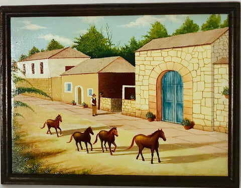 4 Horses Walking Down a Cusco Street