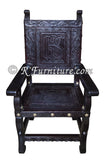 Spanish Colonial Armchair with Ayacucho design hand tooled in leather - Made in Peru