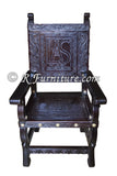 Spanish Colonial Armchair with Ayacucho design hand tooled in leather - Made in Peru