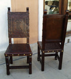 Spanish Colonial side chair with Ayacucho design hand tooled in leather - Made in Peru