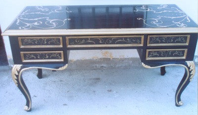 Black Desk with Gold Scrolls - Hand Painted
