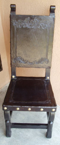 hand tooled leather spanish colonial chair