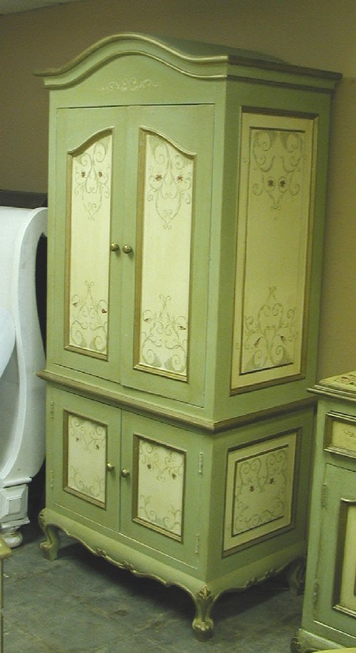 French Scroll Sage Armoire