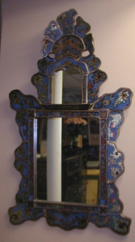 Reverse Painted Glass Isabellina Mirror - Blue