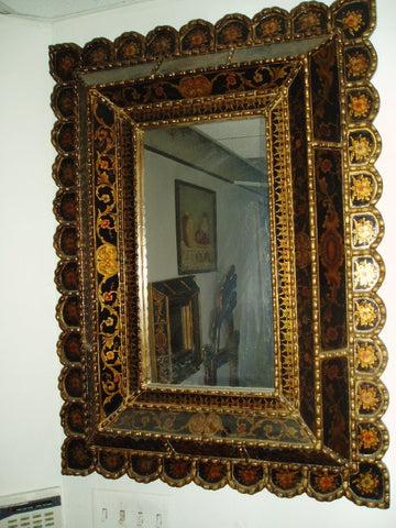 Mirror, Reverse Painted Glass in Black 4