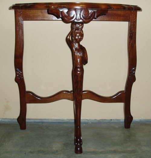 Woman Side Table · Hand Carved Figure · Old World Accent