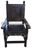 Spanish Colonial Armchair with Ayacucho design hand tooled in leather - Made in Peru