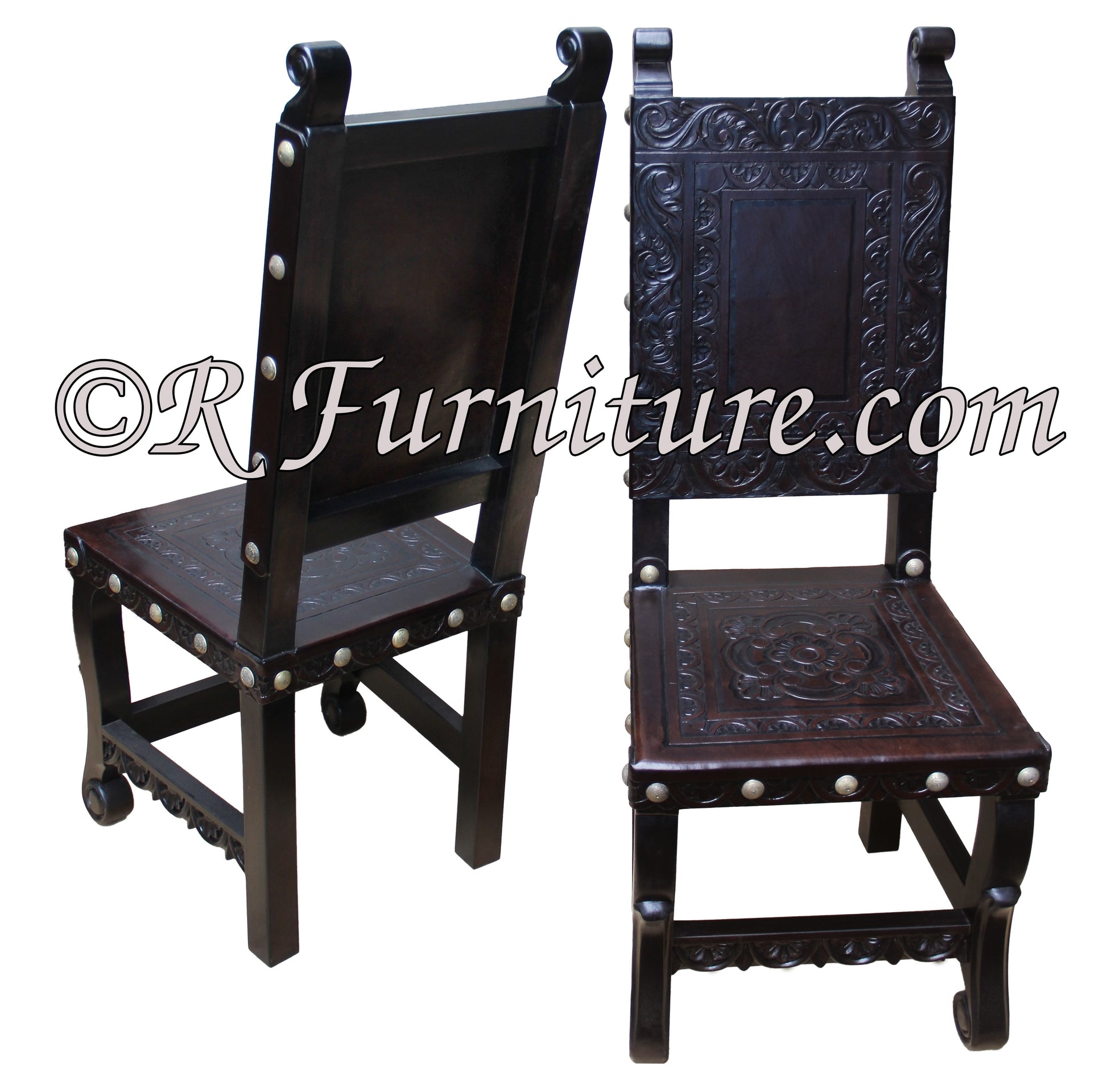 spanish revival chair hand tooled -Spanish style 