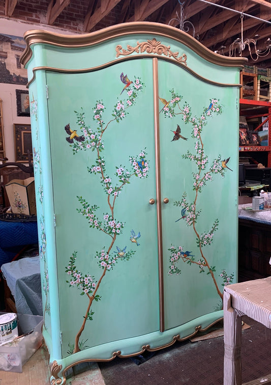 French Garden Armoire with singing birds