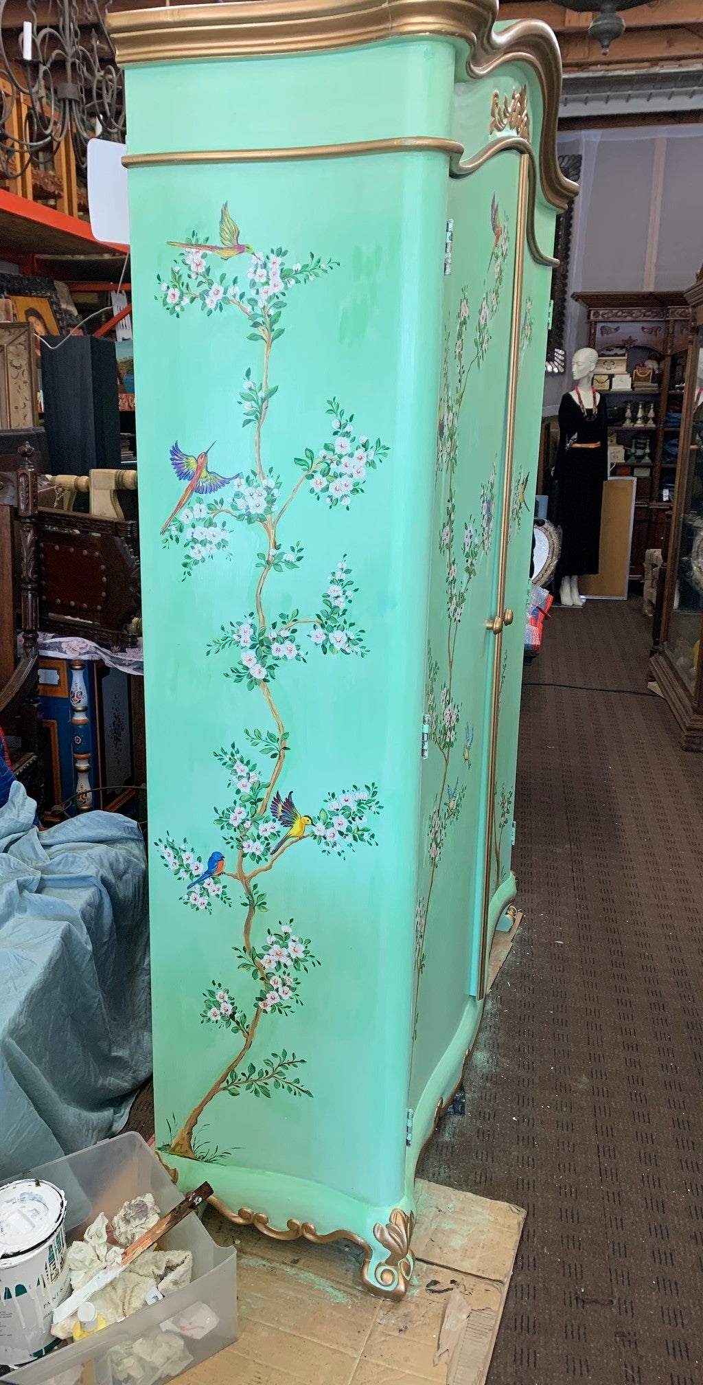 French Garden Armoire with singing birds