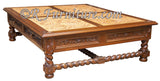 Italianate Coffee Table with Hand Carved leather panels
