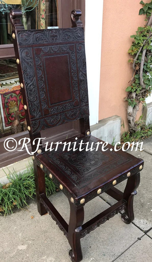 hand tooled leather Spanish colonial chair - Spanish style