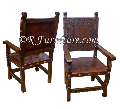 hand tooled leather armchair