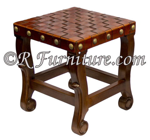 spanish colonial stool, leather stool