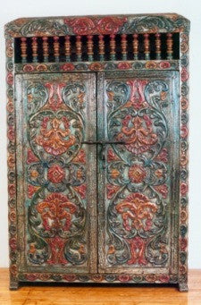 Ayacucho Armoire, hand tooled leather armoire
