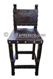 Spanish Colonial Bar Chair with Ayacucho design hand tooled in leather - Made in Peru