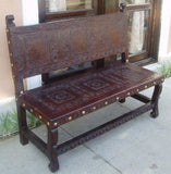 hand tooled leather spanish bench
