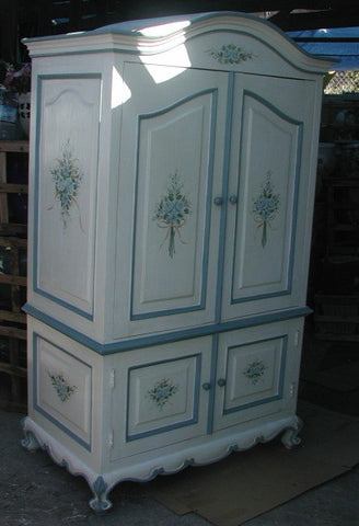 Blue Roses and Ribbon Armoire