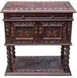 Bologna Nightstand, hand tooled leather