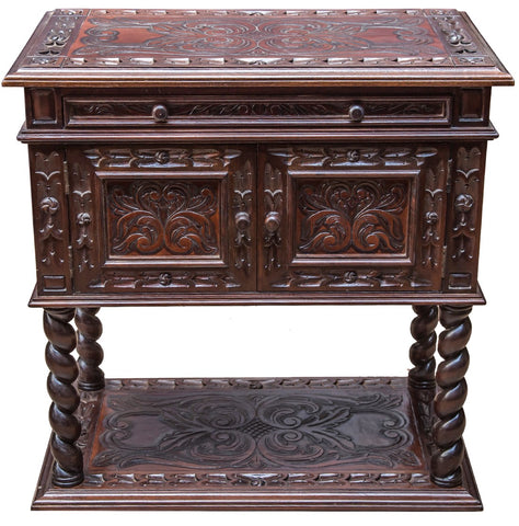 Bologna Nightstand, hand tooled leather