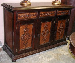 Old Spanish Buffet, hand tooled leather, Colonial design