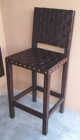 criss cross leather bar chair made in Peru