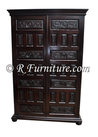 Cuzco Armoire, carved wooden panels