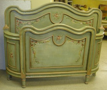 Hand Painted French Style bed in antique green