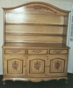 Hand Painted French Rose Buffet with Hutch