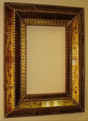 reverse painted glass mirror Cusco style frame