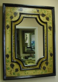 hand painted mirror and Olinda Romani's grapes design made in Peru
