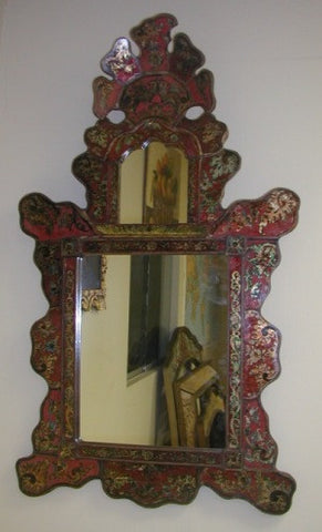 Reverse Painted Glass Isabellina Mirror - Red