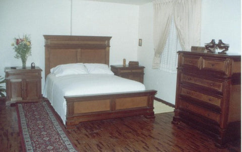 Santa Barbara Bed, Leather Panel Bed