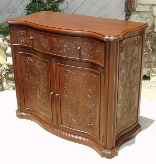 Leather Curved Console Cabinet