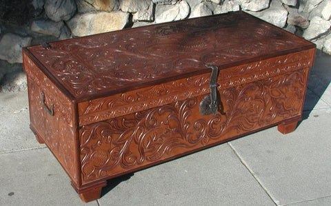 Hand Tooled Leather trunk