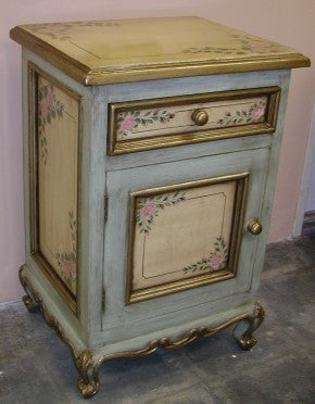 Nightstand, Pink Roses with Sage Green
