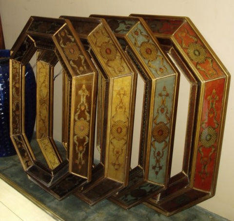 reverse painted glass mirrors octagonal made in Peru