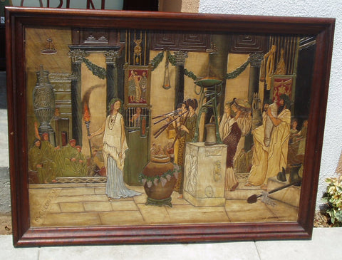 Old World painting on hand carved leather