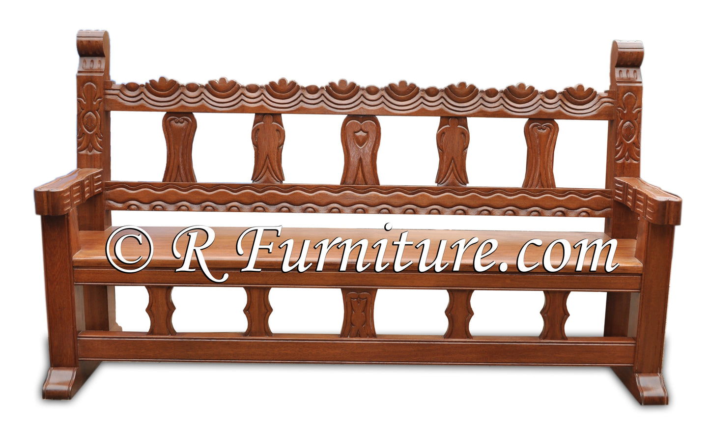 Portales Bench · Hand Carved · Spanish Hacienda Style