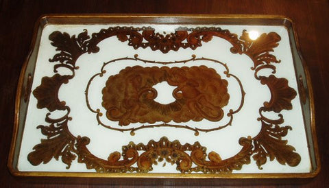 reverse painted glass tray