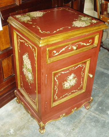 Nightstand Red w/ Flowers