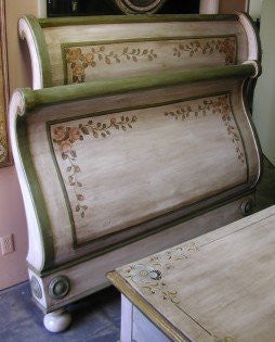 Sleigh Bed - Antique Roses