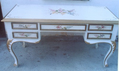 White Desk with Floral