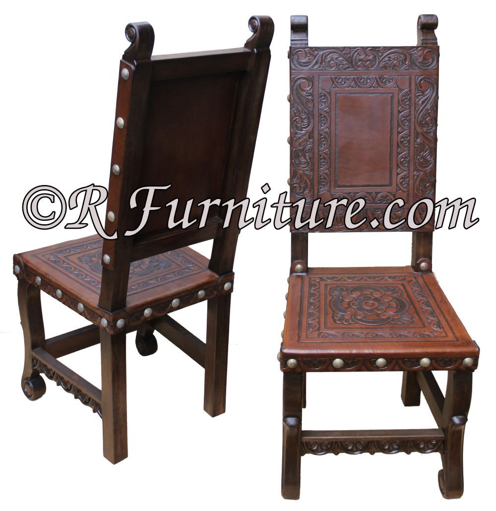 Ayacucho Spanish Colonial Chair - Hand tooled leather